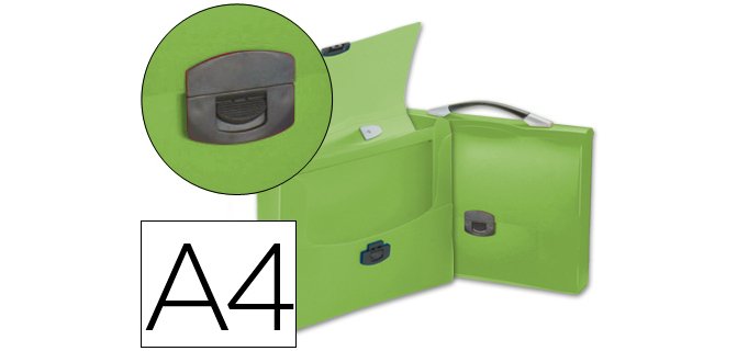 Carpeta liderpapel portadocumentos broche polipropileno din a4 verde transparente con asa