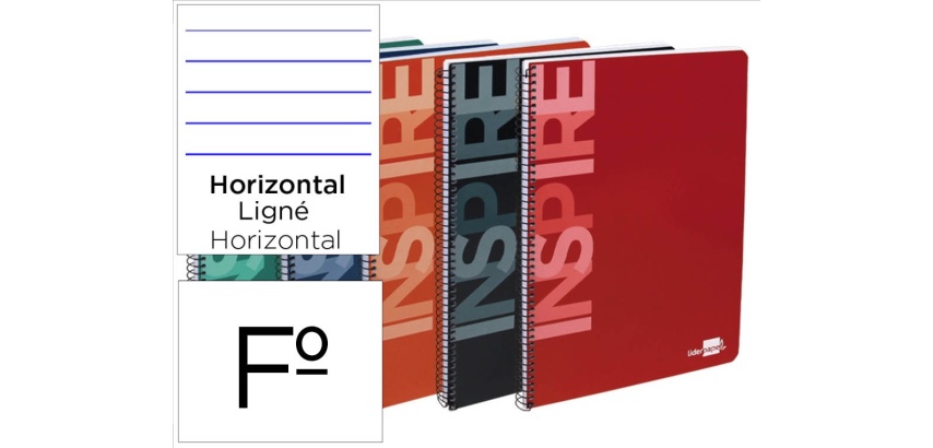 Cuaderno espiral liderpapel folio inspire tapa dura 80h 60 gr horizontal con margen colores surtidos