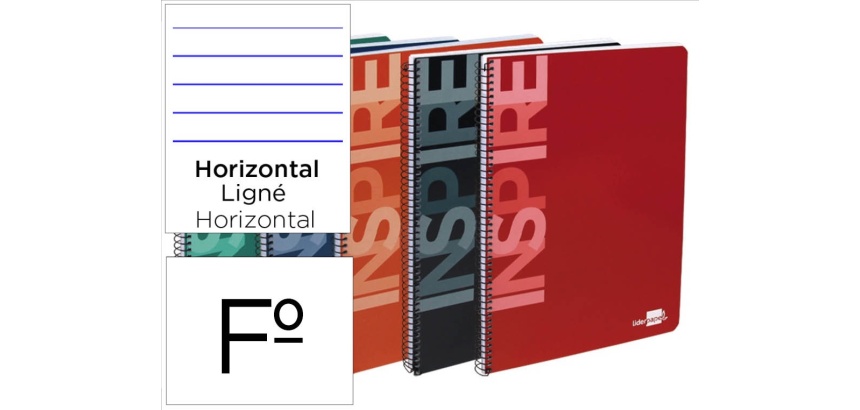 Cuaderno espiral liderpapel folio inspire tapa dura 80h 60 gr horizontal con margen colores surtidos
