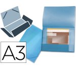 Carpeta liderpapel portadocumentos 44802 solapas polipropileno din a3 azul translucido lomo flexible