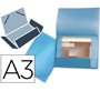 Carpeta liderpapel portadocumentos 44802 solapas polipropileno din a3 azul translucido lomo flexible
