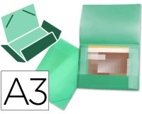 Carpeta liderpapel portadocumentos 44803 solapas polipropileno din a3 verde translucido lomo flexible