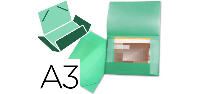 Carpeta liderpapel portadocumentos 44803 solapas polipropileno din a3 verde translucido lomo flexible