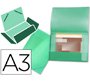 Carpeta liderpapel portadocumentos 44803 solapas polipropileno din a3 verde translucido lomo flexible