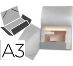 Carpeta liderpapel portadocumentos 44804 solapas polipropileno din a3 transparente translucido lomo flexible