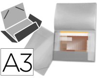 Carpeta liderpapel portadocumentos 44804 solapas polipropileno din a3 transparente translucido lomo flexible