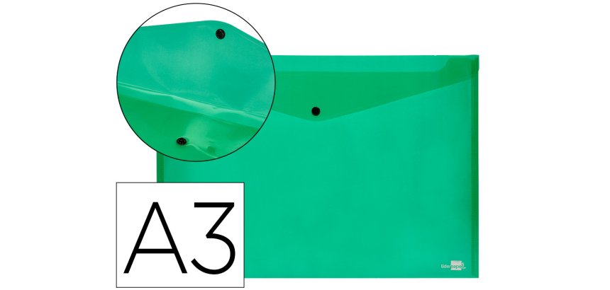 Carpeta liderpapel dossier broche 44243 polipropileno din a3 verde translucido