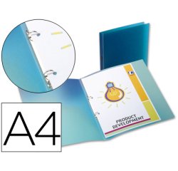 Carpeta liderpapel 2 anillas redondas mini 15 mm 49072 polipropileno din a4 azul translucido