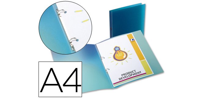 Carpeta liderpapel 2 anillas redondas mini 15 mm 49072 polipropileno din a4 azul translucido