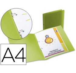 Carpeta liderpapel 2 anillas redondas mini 15 mm 49073 polipropileno din a4 verde translucido