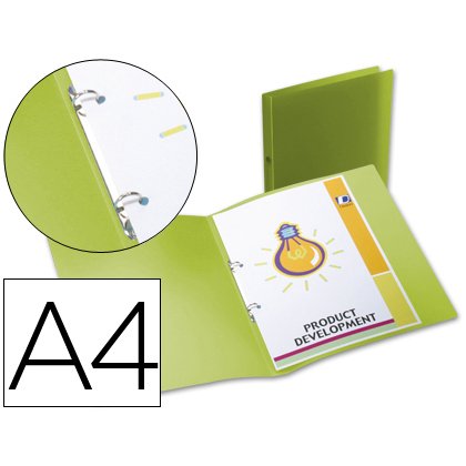 Carpeta liderpapel 2 anillas redondas mini 15 mm 49073 polipropileno din a4 verde translucido