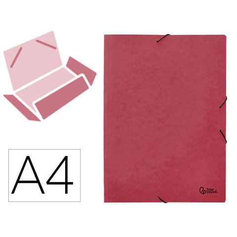 Carpeta liderpapel gomas tres solapas carton prespan a3 color rojo