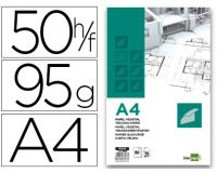 Bloc papel vegetal liderpapel encolado 50 hojas 210x297mm 95gr