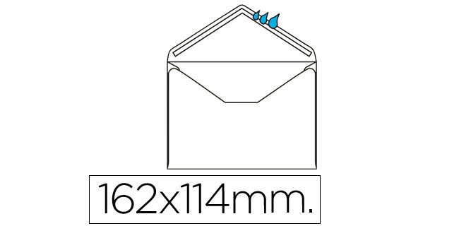 Sobre liderpapel n.21 blanco c6 114x162 mm engomado solapa de pico caja de 500 unidades