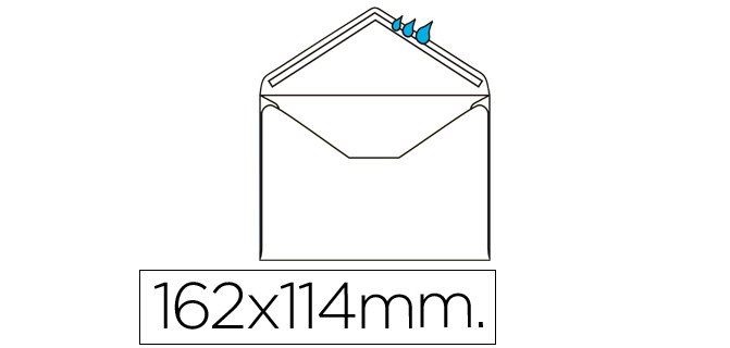 Sobre liderpapel n.21 blanco c6 114x162 mm engomado solapa de pico caja de 500 unidades