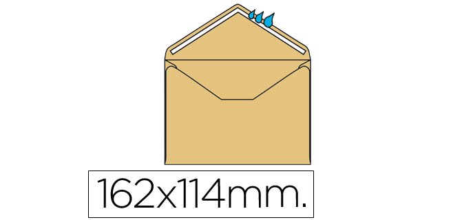 Sobre liderpapel n.23 crema c6 114x162 mm engomado solapa de pico caja de 500 unidades