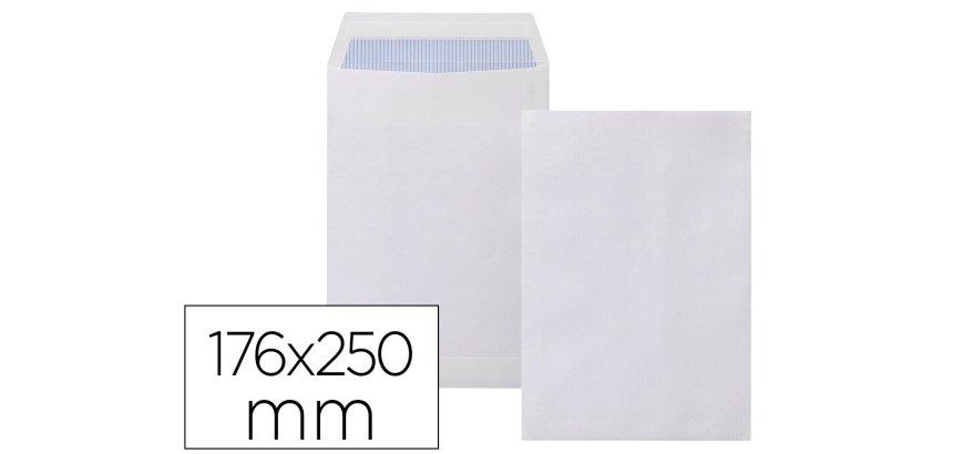 Sobre liderpapel bolsa n.15 blanco b5 176x250 mm tira de silicona caja de 500 unidades