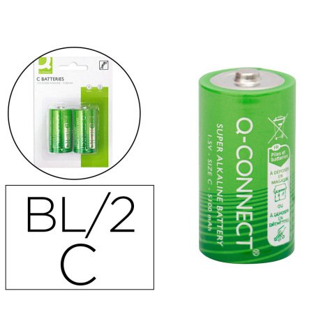 Pila q-connect alcalina C - LR14 blister con 2 pilas