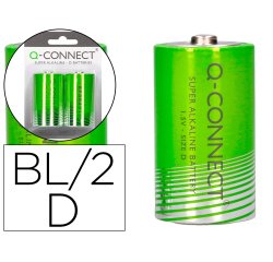 Pila q-connect alcalina d blister de 2 unidades