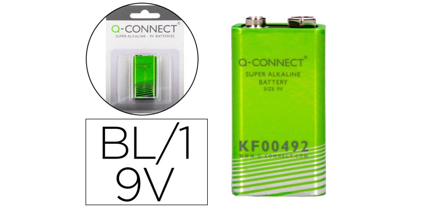 Pila q-connect alcalina LR61 de 9v blister con 1 unidad