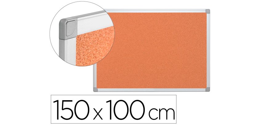 Pizarra corcho q-connect marco de aluminio 150x100 cm extra corcho 5 mm