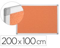 Pizarra corcho q-connect marco de aluminio 200x100 cm extra corcho 5 mm