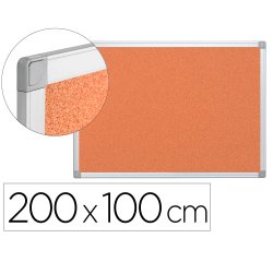 Pizarra corcho q-connect marco de aluminio 200x100 cm extra corcho 5 mm