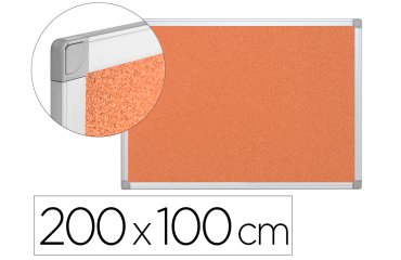 Pizarra corcho q-connect marco de aluminio 200x100 cm extra corcho 5 mm