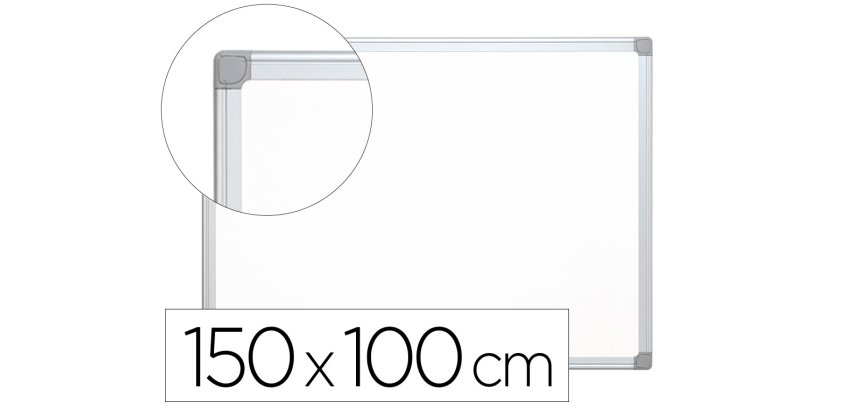 Pizarra blanca q-connect lacada magnetica marco de aluminio 150x100 cm