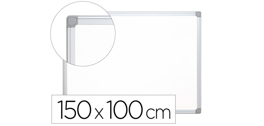 Pizarra blanca q-connect lacada magnetica marco de aluminio 150x100 cm