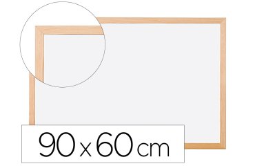 Pizarra blanca q-connect laminada marco de madera 90x60 cm