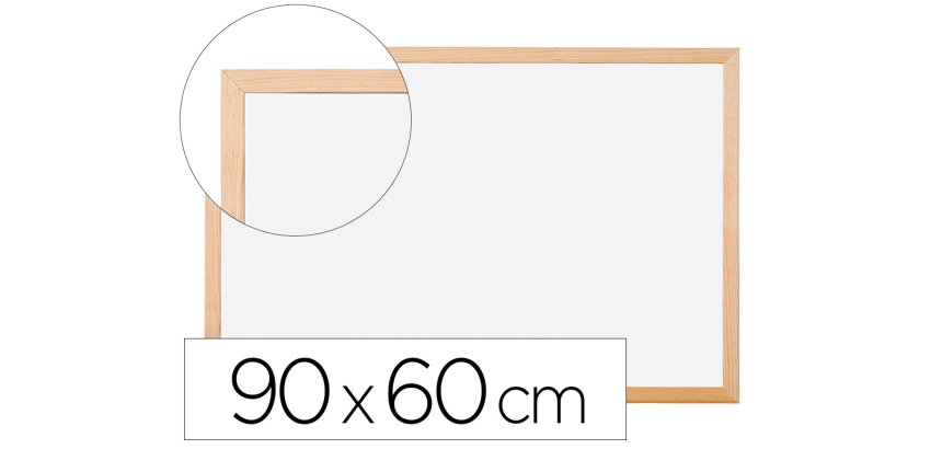 Pizarra blanca q-connect laminada marco de madera 90x60 cm