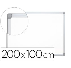 Pizarra blanca q-connect lacada magnetica marco de aluminio 200x100 cm