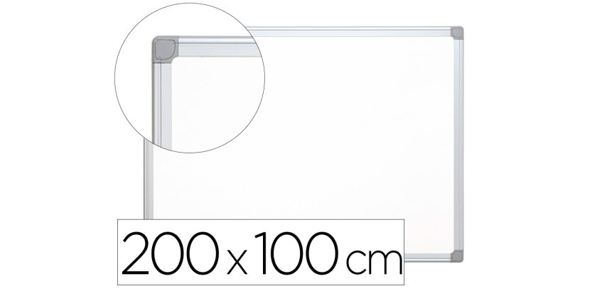 Pizarra blanca q-connect laminada marco de aluminio 200x100 cm