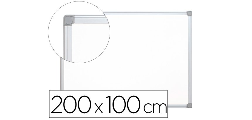 Pizarra blanca q-connect laminada marco de aluminio 200x100 cm
