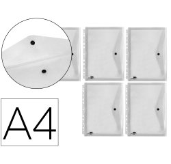 Carpeta liderpapel dossier broche 36664 polipropileno din a4 pack de 5 incolora transparente multitaladro
