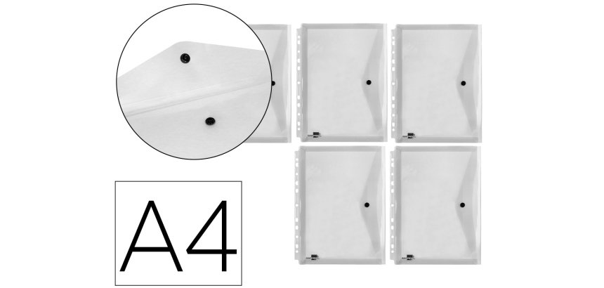 Carpeta liderpapel dossier broche 36664 polipropileno din a4 pack de 5 incolora transparente multitaladro