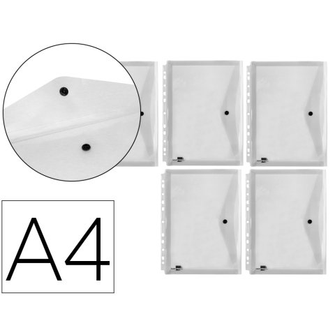 Carpeta liderpapel dossier broche 36664 polipropileno din a4 pack de 5 incolora transparente multitaladro