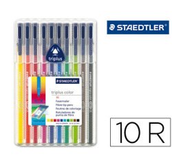 Rotulador staedtler triplus color 323 estuche de 10 unidades colores surtidos
