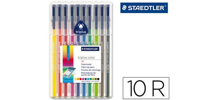 Rotulador staedtler triplus color 323 estuche de 10 unidades colores surtidos