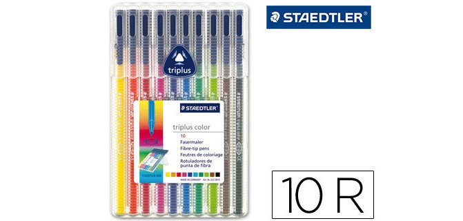 Rotulador staedtler triplus color 323 estuche de 10 unidades colores surtidos