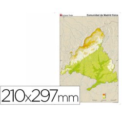 Mapa mudo color din a4 madrid comunidad de madrid fisico