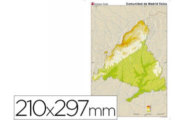 Mapa mudo color din a4 madrid comunidad de madrid fisico