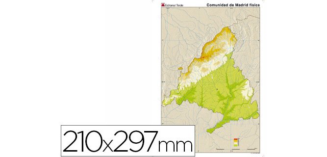Mapa mudo color din a4 madrid comunidad de madrid fisico