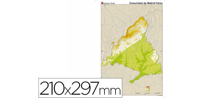 Mapa mudo color din a4 madrid comunidad de madrid fisico