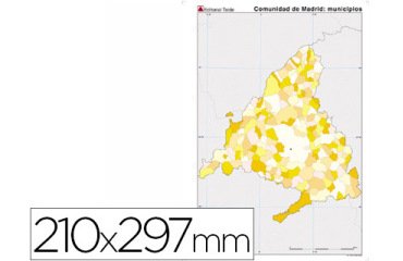 Mapa mudo color din a4 comunidad de madrid politico