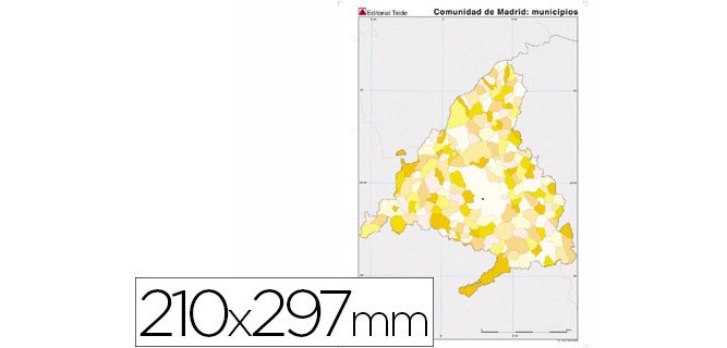 Mapa mudo color din a4 comunidad de madrid politico