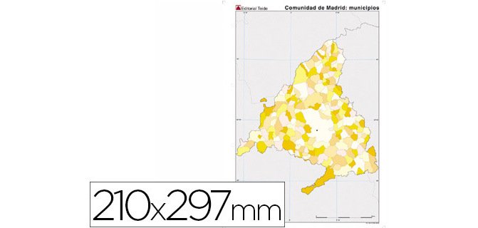 Mapa mudo color din a4 comunidad de madrid politico
