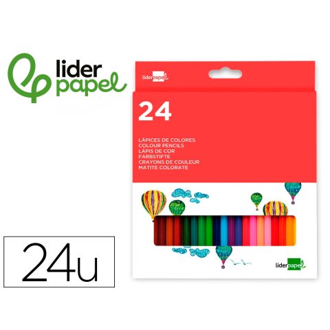Lapices de colores liderpapel caja de 24 unidades colores surtidos