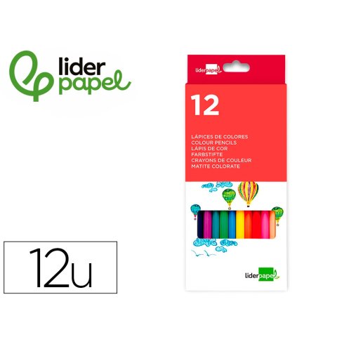 Lapices de colores liderpapel caja de 12 unidades colores surtidos